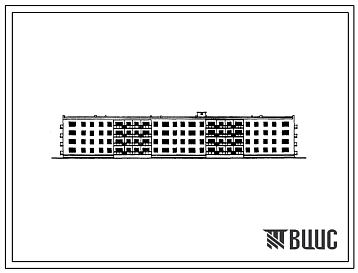 Фасады Типовой проект 1у-438АС-32к Четырехэтажный четырехсекционный жилой дом на 56 квартир со стенами из кирпича (однокомнатных  8, двухкомнатных  16, трехкомнатных  32).