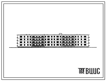 Фасады Типовой проект 1у-438АС-33К  Четырехэтажный четырехсекционный жилой дом на 56 квартир со стенами из кирпича.