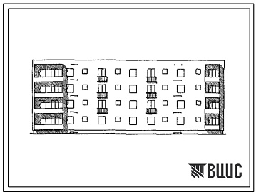 Фасады Типовой проект 98-025с 4-этажная блок-секция на 16 квартир 5А.2Б - 2Б.3А поворотная левая, обратная
