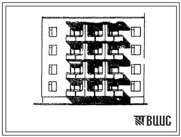 Фасады Типовой проект 175-03с.84 Блок-секция 4-этажная 12-квартирная 1Б.2Б.3Б торцевая левая. Для строительства во 2 климатическом районе Киргизской ССР сейсмичностью 8 баллов.