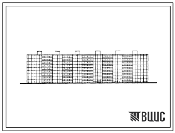 Фасады Типовой проект 1-463Д-27 Шестисекционный дом на 216 квартир (однокомнатных  19, двухкомнатных  89, трехкомнатных  90 и четырехкомнатных  18).