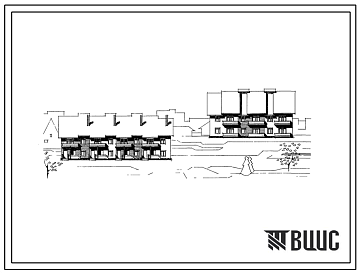 Фасады Типовой проект 204-03 Двухэтажная блок-секция рядовая торцевая на две квартиры (двухкомнатных 2Б-1; трехкомнатных 3Б-1). Для строительства в 1В климатическом подрайоне экспериментально-показательных поселков, совхозов и колхозов Западной Сибири