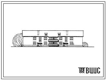 Фасады Типовой проект 114-24-15 Двухэтажный двухсекционный дом на 12 квартир (однокомнатных 1Б-4, двухкомнатных 2Б-4, трехкомнатных 3Б-4). Для строительства в южных районах УССР.