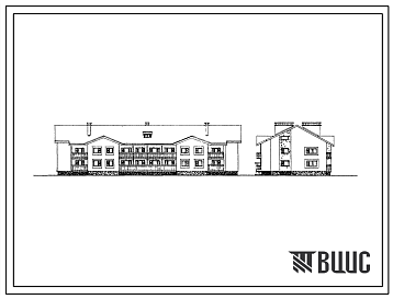 Фасады Типовой проект 114-89-38/1 Двухэтажный жилой дом на 12 квартир (двухкомнатных 2Б-8, трехкомнатных 3Б-4). Для строительства во 2В климатическом подрайоне Белорусской ССР