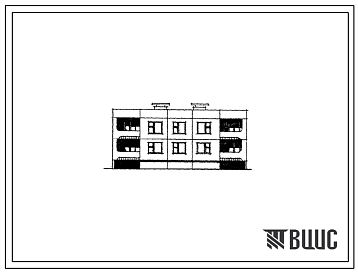 Фасады Типовой проект 111-210-13 Двухэтажный крупнопанельный дом на 4 квартиры (трехкомнатных 3Б-2, четырехкомнатных 4Б-2). Для строительства во 2В климатическом подрайоне Белорусской ССР