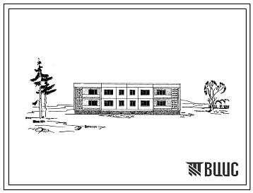 Фасады Типовой проект 111-28-1 2-этажный крупнопанельный дом на 8 квартир (двухкомнатных-4, трехкомнатных-4). Для строительства в Белорусской ССР, расчетная наружная температура -25С.