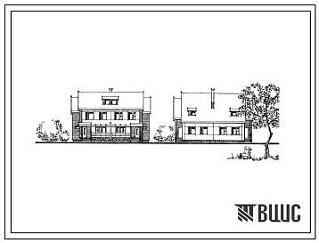 Фасады Типовой проект 141-89-53/1 Двухэтажный жилой дом на 2 квартиры (трехкомнатных 3Б-1, пятикомнатных 5Б-1) в двух уровнях. Для строительства во 2В климатическом подрайоне Белорусской ССР