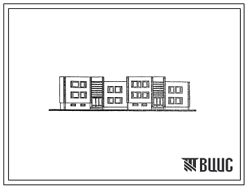 Фасады Типовой проект 114-22-61/1.2 2-этажный секционный 12-квартирный жилой дом со стенами из кирпича. Для строительства в сельской местности Литовской ССР.