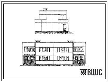 Фасады Типовой проект 143-88-43.85 Жилой дом 2-этажный 2-квартирный с 5-комнатными квартирами в двух уровнях. Для строительства во 2В климатическом подрайоне Белорусской ССР.