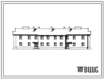 Фасады Типовой проект 114-12-177.2 Двухэтажный двухсекционный 12-квартирный жилой дом с 1-2-3 — комнатными квартирами.