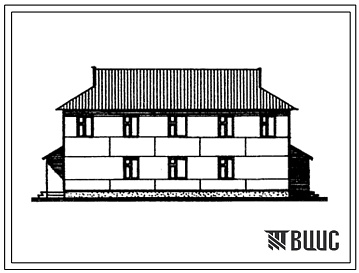 Фасады Типовой проект 111-26-86.83 Двухэтажный четырехквартирный жилой дом с поэтажным расположением 2-3-комнатных квартир для государственного и кооперативного строительства.