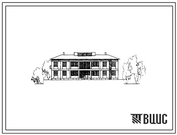 Фасады Типовой проект 163-211-18с/1 Двухэтажное общежитие для рабочих и служащих на 52 места. Для строительства в 4А климатическом подрайоне Туркменской ССР сейсмичностью 7, 8 баллов на грунтах 1 типа просадочности