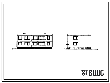 Фасады Типовой проект 141-35-5/72/1 Двухэтажный секционный дом на 4 квартиры (трехкомнатных 3Б-2, четырехкомнатных 4Б-2). Для строительства во 2Би и 2В климатических подрайонах Литовской ССР