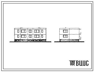 Фасады Типовой проект 141-35-8/72/1 Двухэтажный секционный дом на 4 квартиры (трехкомнатных 3Б-2, четырехкомнатных 4Б-2). Для строительства во 2Би и 2В климатических подрайонах Литовской ССР