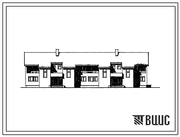 Фасады Типовой проект 144-12-173.2 Двухэтажный четырехквартирный блокированный дом с квартирами типа 4А в двух уровнях.