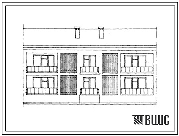Фасады Типовой проект 17-0108с.13.87 2-этажная 4-квартирная рядовая блок-секция Р-2.3 со стенами из крупных легкобетонных блоков. Для строительства в Грузинской ССР.