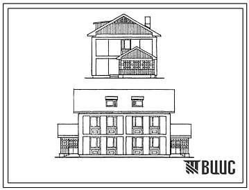 Фасады Типовой проект 145-000-682с.13.87 2-этажный 2-квартирный жилой дом с 4-комнатными квартирами. Для государственного строительства в Молдавской ССР.