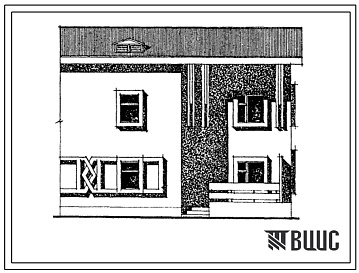 Фасады Типовой проект 000-0500.13.86 Двухэтажная блок-квартира типа 6Б торцевая правая (для Казахской ССР)