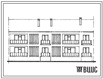 Фасады Типовой проект 17-0109с.13.87 2-этажная 4-квартирная рядовая блок-секция Т-3.4 со стенами из крупных легкобетонных блоков (для Грузинской ССР)