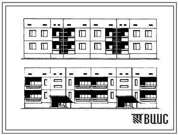 Фасады Типовой проект 111-135-88/1 2-этажный 2-секционный 8-квартирный жилой дом