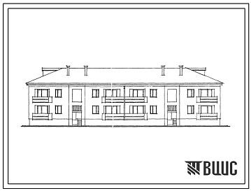 Фасады Типовой проект 113-17-95с.13.87 2 этажный 8 квартирный секционный жилой дом с 2 и 3 комнатными квартирами (стены из крупных легкобетонных блоков) (для Грузинской ССР)