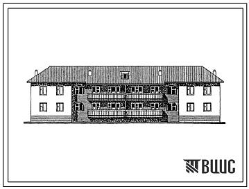 Фасады Типовой проект 118-149-13с.13.87 2-этажный 2-секционный 8-квартирный жилой дом с 3-и 4-комнатными квартирами со стенами из монолитного керамзитобетона (для строительства в Таджикской ССР)