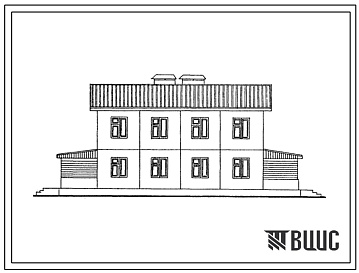 Фасады Типовой проект 141-48-59с.87 Двухэтажный 2-х квартирный жилой дом с 4-х комнатными квартирами типа Б в двух уровнях