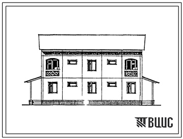 Фасады Типовой проект 141-76-99сп.13.87 2-этажный 2-квартирный жилой дом в 2-х уровнях с квартирами типа 6Б-6Б (для строительства в Узбекской ССР)