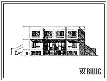 Фасады Типовой проект 141-148-54сп.13.86 2-этажный 4-квартирный жилой дом с квартирами типа 5Б для сельского строительства (для строительства в Туркменской ССР)
