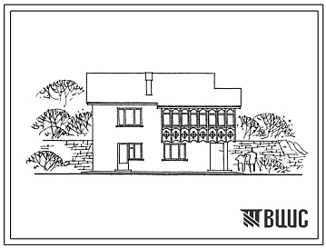 Фасады Типовой проект 143-17-106с.13.87 Одноквартирный 2-этажный 4-комнатный жилой дом для индивидуального строительства на сложном рельефе в восточной Грузии (стены из крупных легкобетонных блоков)