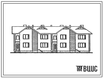 Фасады Типовой проект 144-22-58.13.86 Блокированный жилой дом на 4 квартиры по 3 и 4 комнаты (для строительства в Литовской ССР)