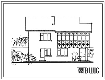 Фасады Типовой проект 144-44-46с.13.87 Одноквартирный 2-х этажный 3-х комнатный жилой дом для индивидуального строительства на сложном рельефе в восточной Грузии (стены из кирпича)