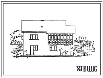 Фасады Типовой проект 144-44-48с.13.87 Одноквартирный 2-х этажный 5-ти комнатный жилой дом для индивидуального строительства на сложном рельефе в восточной Грузии (стены из кирпича)