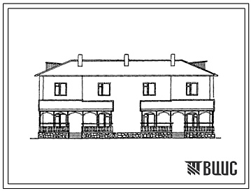 Фасады Типовой проект 145-42-163с.13.87 Двухэтажный двухквартирный блокированный жилой дом с 5-комнатными квартирами (для Азербайджанской ССР)
