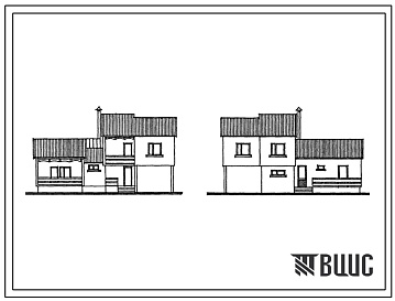 Фасады Типовой проект 148-153-27с.13.87 1-2 этажный четырехкомнатный жилой дом (блок-дом) из монолитного железобетонна для сельского государственного строительства (для Грузинской ССР)