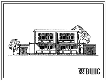 Фасады Типовой проект 175-63-35с.13.86 2 этажный 2 квартирный блокированный жилой дом с 4 комнатными квартирами в двух уровнях для индивидуальных застройщиков (для Азербайджанской ССР)