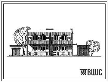Фасады Типовой проект 175-63-37с.13.86 2 этажный 2 квартирный блокированный жилой дом с 6 комнатными квартирами в двух уровнях для индивидуальных застройщиков (для Азербайджанской ССР)