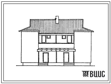 Фасады Типовой проект 184-52-267с.87 Двухэтажный 2-х квартирный дом с 2-х комнатными квартирами типа Б в двух уровнях