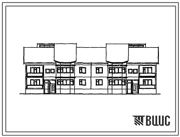 Фасады Типовой проект 117-000-827c.13.90 Двухэтажный двухсекционный восьмиквартирный жилой дом с двух-трехкомнатными квартирами для строительства в Казахской ССР