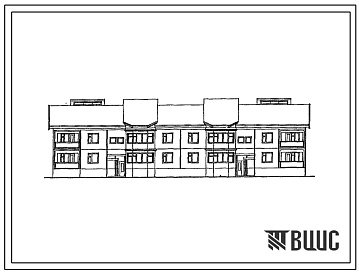 Фасады Типовой проект 117-000-828с.13.90 Двухэтажный двухсекционный двенадцатиквартирный жилой дом с одно-двух-трехкомнатными квартирами для строительства в Казахской ССР