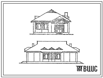 Фасады Типовой проект 185-000-681с.13.87 1-этажный 2-квартирный жилой дом с 2-комнатными квартирами. Для государственного строительства в Молдавской ССР.