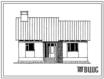 Фасады Типовой проект 183-17-116с.13.87 1-этажный 1-квартирный 3-комнатный жилой дом для сельского государственного строительства. Для строительства в Грузинской ССР.