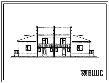 Фасады Типовой проект 144-42-157с.13.86 Двухквартирный жилой дом с 3-х комнатными квартирами в двух уровнях для государственного строительства в сельской местности (для Грузинской ССР)