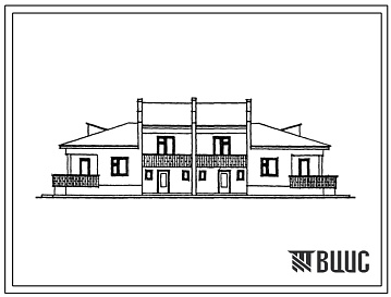Фасады Типовой проект 144-42-158с.13.86 Двухквартирный жилой дом с 4-х комнатными квартирами в двух уровнях для государственного строительства в сельской местности (для Грузинской ССР)