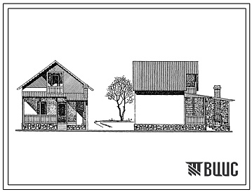 Фасады Типовой проект 145-000-570с.13.86 Одноэтажный 2-комнатный летний садовый домик с мансардой (для Азербайджанской ССР)