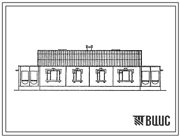 Фасады Типовой проект 181-48-57с.13.86 Одноэтажный двухквартирный крупнопанельный жилой дом с 2-х и 4-х комнатными квартирами (для Киргизской ССР)