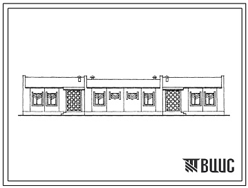 Фасады Типовой проект 181-55-25с.13.86 Одноэтажный двухквартирный жилой дом с 3-комнатными квартирами типа Б (для Таджикской ССР)
