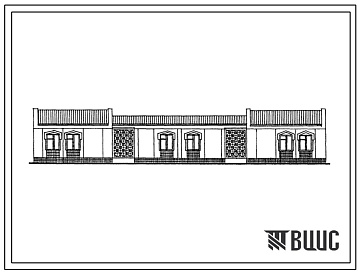 Фасады Типовой проект 181-55-30с.13.87 Одноэтажный двухквартирный жилой дом с 3-комнатными квартирами (для Таджикской ССР)