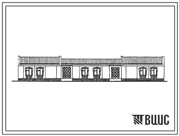 Фасады Типовой проект 181-55-31с.13.87 Одноэтажный двухквартирный жилой дом с 4-комнатными квартирами (для Таджикской ССР)