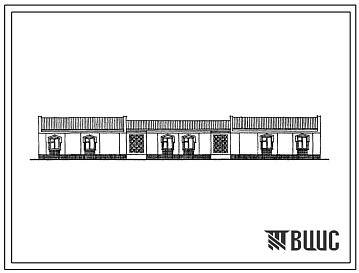 Фасады Типовой проект 181-55-32с.13.87 Одноэтажный двухквартирный жилой дом с 5-комнатными квартирами (для Таджикской ССР)